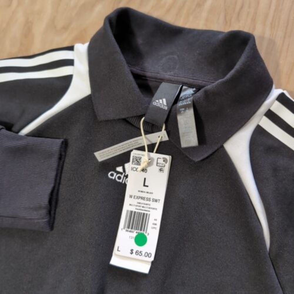 NEW Rare Adidas‎ Womens Large Cropped Sweatshirt Short Sport Jumper  Black NWT